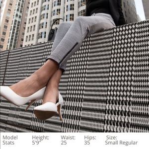 Betabrand Skinny Leg Cigarette Dress Pant Yoga Pants Rare B&W Glen Plaid